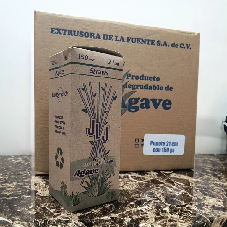 Empaque de popote biodegradable de agave